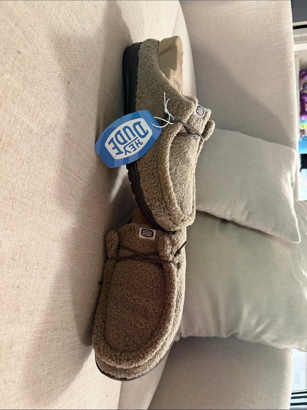 Hey Dude Men's Tan Sherpa Moccasin Slip-Ons